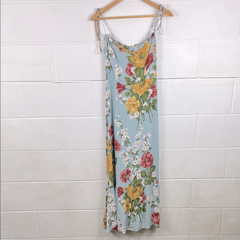 Reformation Floral Midi Dress - Blue, Yellow, Pink